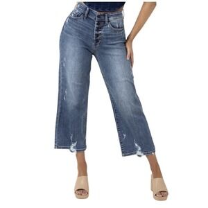 Judy Blue High Rise Wide Leg Crop Jeans Size 11 / 30 Style JB82509 Medium Wash